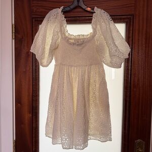 Cleobella Crochet, Puff Sleeve Mini Dress, Med.